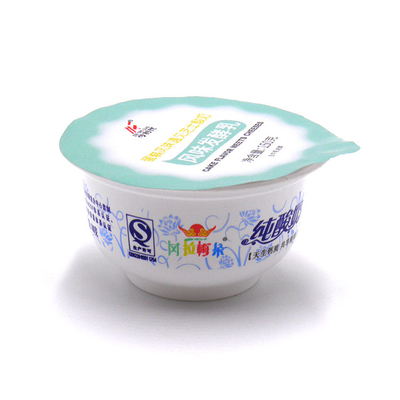 Cross Embossed Pre Cut Aluminum Foil Lid PVC Lacquer Yoghurt Pot Food Packaging