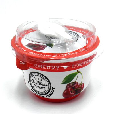 Red 200ml Polystyrene Yoghurt Pots Cups With Aluminium Foil Lid