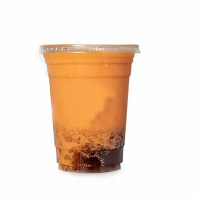 90mm Dia Clear Milk Tea Plastic Cups With Lids 20oz 16oz 15oz Nontoxic